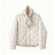Women's Dainty Floral Print Cream Quilted Jacket with Faux Fur Collar