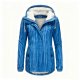 Women's Blue Striped Fleece-Lined Hooded Jacket
