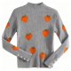 Women's Gray Ribbed Turtleneck Sweater with Orange Strawberry Print